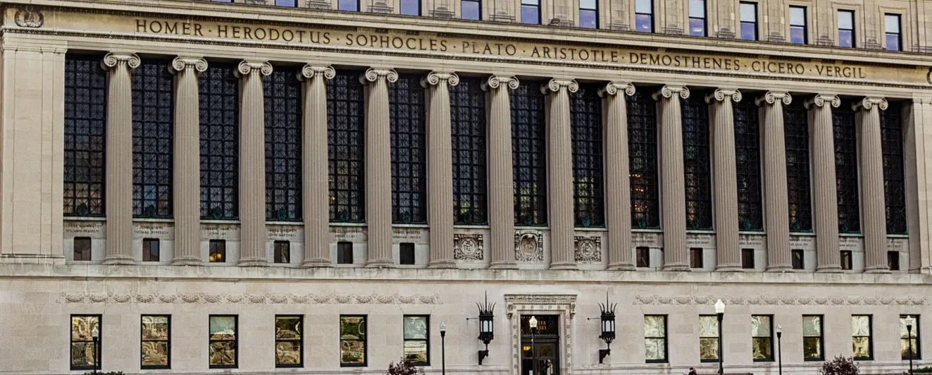 The picture of Butler Library at Columbia University in the City of New York.